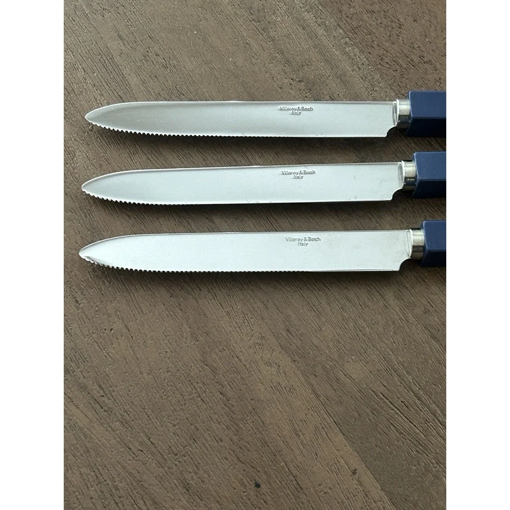 Villeroy & Boch Play Blue Ocean Butter Knives Set Of 3 18/10 Stainless Italy